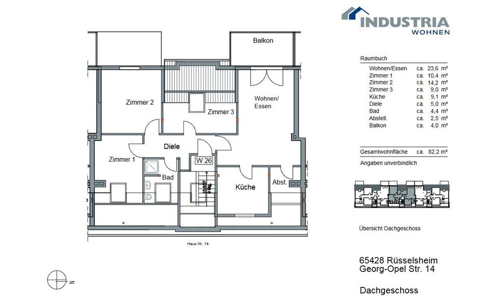 Dachgeschoßwohnung Rüsselsheim am Main - 4 Zimmer, 82 m&sup2;, 275.000&euro; | Angebot:26393918