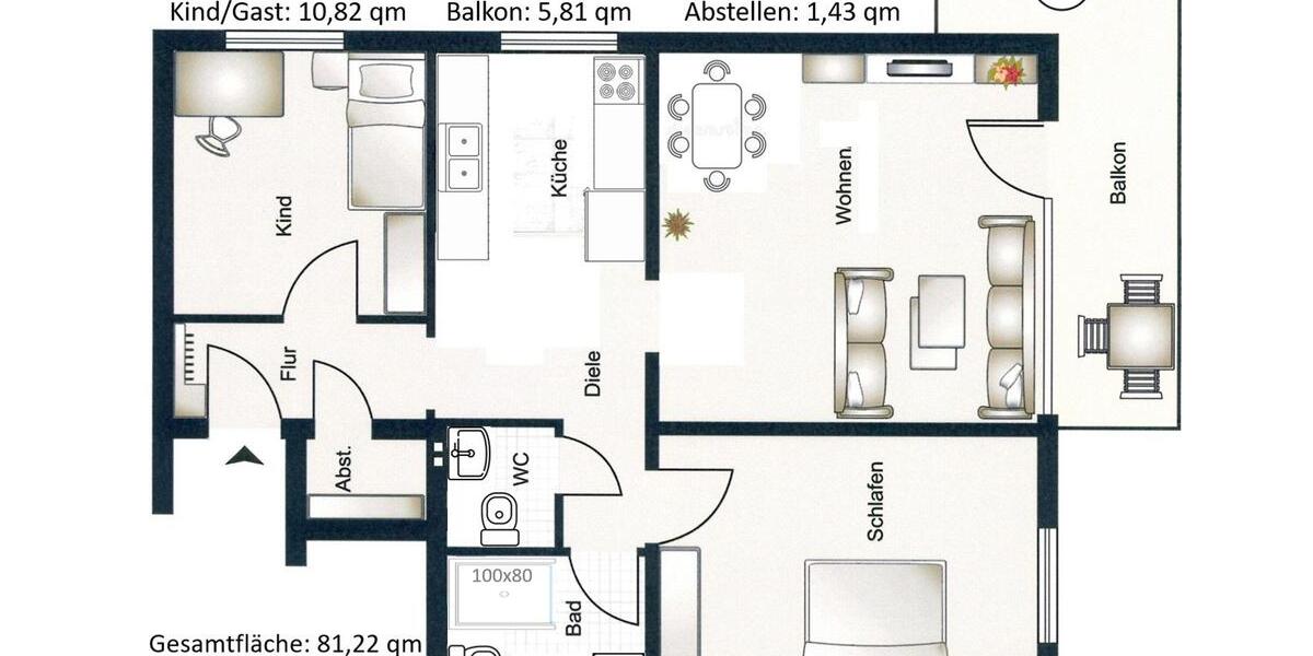 Etagenwohnung Nauheim - 3 Zimmer, 81 m&sup2;, 229.000&euro; | Angebot:27480279
