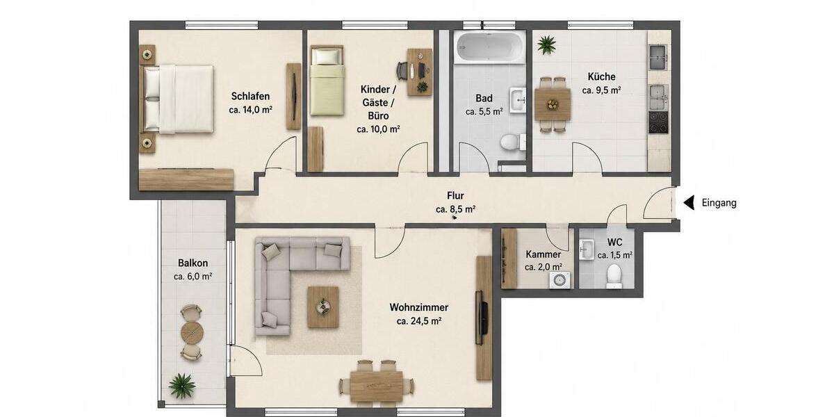 Etagenwohnung Liederbach am Taunus - 3 Zimmer, 72 m&sup2;, 289.000&euro; | Angebot:27465461