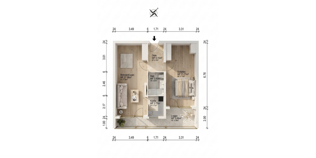 Etagenwohnung Hattersheim - 2 Zimmer, 67 m&sup2;, 175.000&euro; | Angebot:25755422
